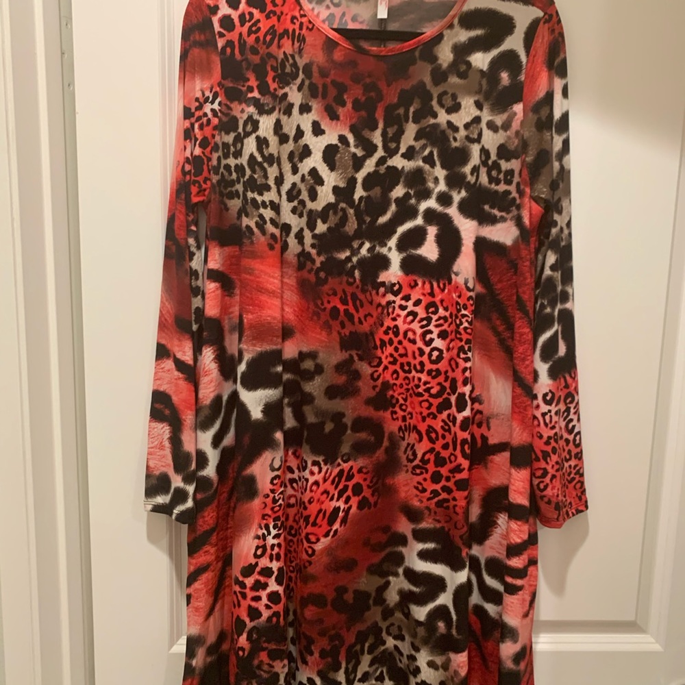 Animal Print Long Sleeve Dress